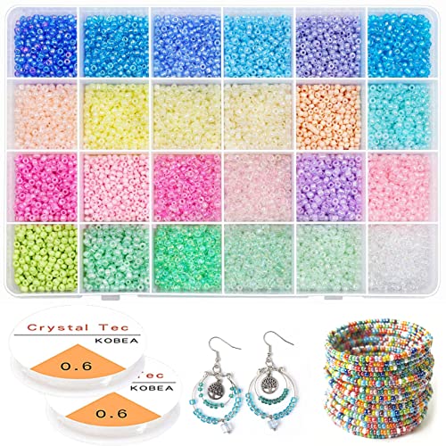 9600 Stück 3mm Perlen für Armbänder Pastell, 8/0 Rocailles Perlen Mini Glasperlen zum Auffädeln Bastelperlen für DIY Halskette Ohrringe Schmuckherstellung und Handwerk von Prettme