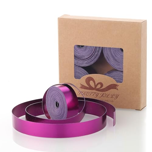 Pretty Jolly Violettes glänzendes Metallband zum Verpacken von Geschenken, handgefertigter, heller Stoff, Glitzerband für Blumenstrauß, doppelseitig, glitzernde Bänder für Bastelarbeiten, von Pretty Jolly