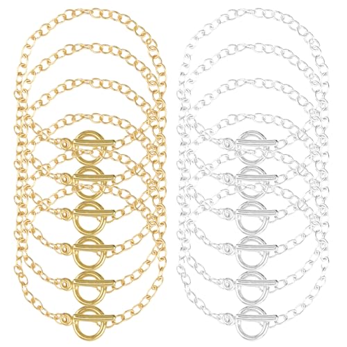 12 Stück Armband zur Schmuckherstellung,20,5 cm/8.07 Zoll langes Bettelarmband für Damen,Damenarmband,Kette zur Schmuckherstellung für Halsketten, Ohrringe, Armbänder 12 Stück Armband zur Schmuckherstellung,20,5 cm/8.07 Zoll langes Bettelarmband für Damen,Damenarmband,Kette zur Schmuckherstellung für Halsketten, Ohrringe, Armbänder von Pretwad