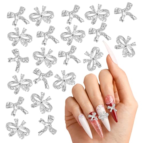 80 Stück Bow Nail Charms Butterfly Nail Art,3D-Nagelkunst-Anhänger Doppelschichten,Luxus Zirkon Nagel Charms,Metall Schleifen Schmetterling Nagelschmuck,Nagelschmuck Kunst Dekorations Nail Art Schmuc von Pretwad