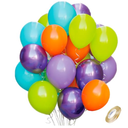 Buntes Luftballon Set - 50 Stück 30 cm buntes Helium Latex Luftballons in Obstform, Grün, Blau, Lila, Orange für Mädchen und Frauen, Geburtstag, Hochzeit, Verlobung, Party Dekoration - Pricl™ von Pricl