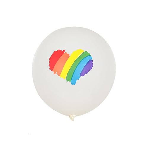 PrideGEO® 25 Stück Luftballons Party Ballons mit Regenbogen Farbe und einem Herzchen, für CSD, Karneval, Hochzeit, Geburtstag usw. von PrideGEO