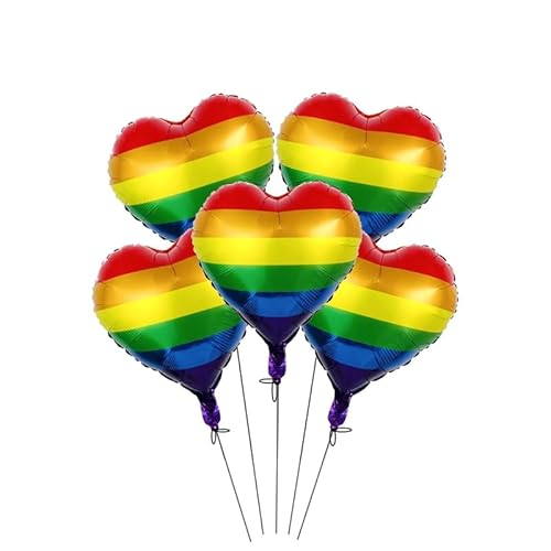 PrideGEO® 5 Stück Folienballon Party Ballons Luftballons mit Regenbogen LGBT+ Farbe, für CSD, Karneval, Hochzeit, Geburtstag usw. von PrideGEO