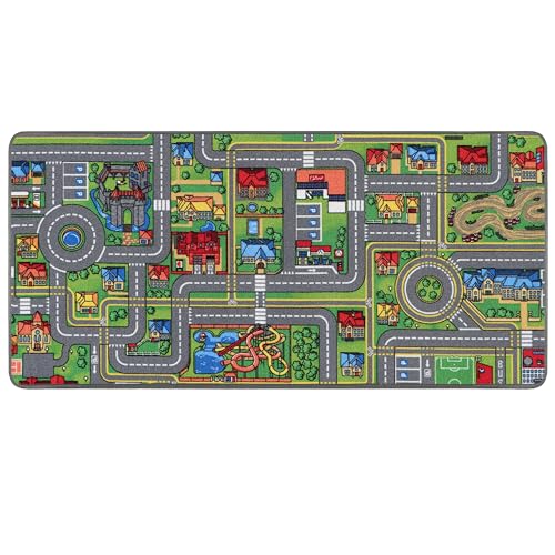 Primaflor Interaktiver Spielteppich Streets - 140x200 cm, Made in Europe Kinderteppich mit Straßenmotiv, Hochwertiger Straßen-Teppich für Kinder- und Spielzimmer, Spielmatte für Jungen und Mädchen von Primaflor - Ideen in Textil