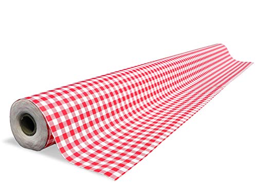 Tischdecke Folie auf Rolle - Trend Karo Rot-Weiß Kariert, 1,40m x 15,00m, Wasserabweisender Outdoor Tischbelag für Party und Eventbereich, Bistro, Gastronomie, Oeko Tex Standard 100 zertifiziert von Primaflor - Ideen in Textil