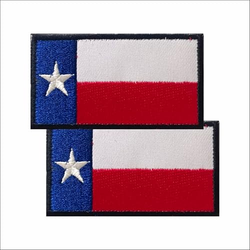 Prime Fynd Aufnäher mit Texas-Flagge, mit Klettverschluss, bestickte Aufnäher, Texas-Aufnäher für Jacken, Kleidung, Mützen und Rucksäcke, 5 x 8,9 cm, 2 Stück von Prime Fynd