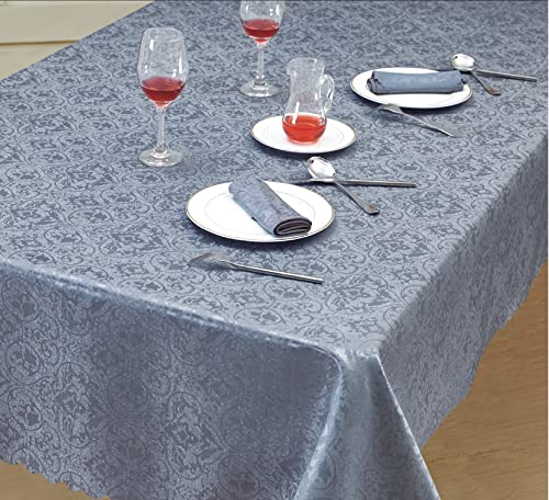 Prime Linens Dekorative klassische Damast-Tischdecke aus Jacquard, rechteckig, rund, Tischtuch, Schutz für Küche, Picknick (Silber, rechteckig, 132,1 x 228,6 cm) von Prime Linens