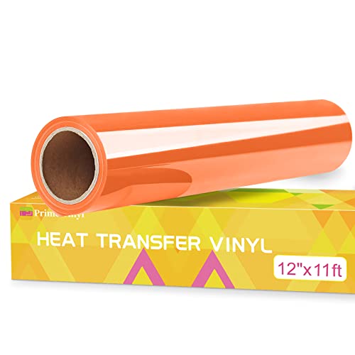 Prime Vinyl Plotterfolie Textil, 30.5cm x 3.36m Flexfolie für Silhouette Cameo, Cricut Maker, Plotterfolie für Shirt, Kleidung, Hüte, Hosen, andere Stoffe(Orange) von Prime Vinyl