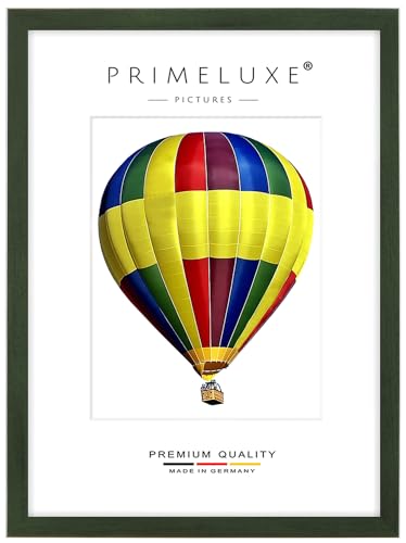 PrimeLuxe Holz Bilderrahmen 45 x 61 cm (Bildmaß) in Grün-gewischt | Farbe und Größe wählbar | Rahmen für Poster | Puzzle | Foto collage | MADE IN GERMANY von PrimeLuxe