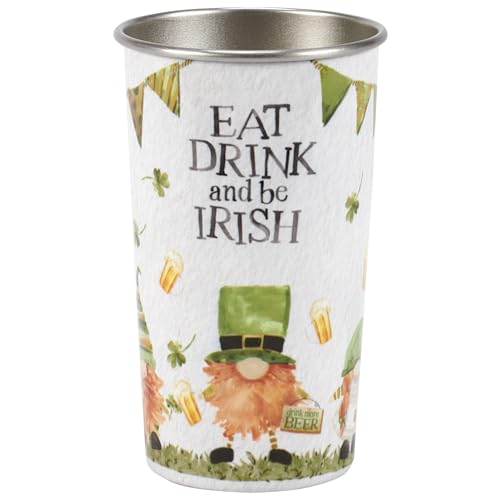 Primitives by Kathy Trinkbecher aus Edelstahl, St. Patricks Day Kollektion mit Aufschrift Eat Drink And Be Irish von Primitives by Kathy