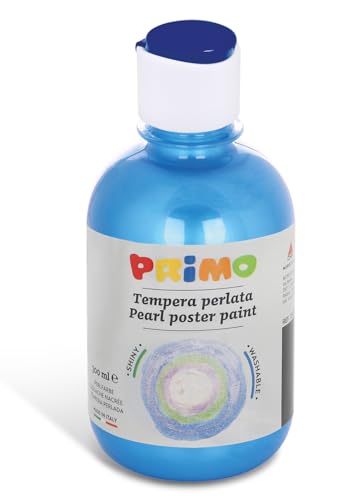 PRIMO Schulmalfarbe, Perl-Bastelfarbe für Kinder, 300ml mit Dosierverschluss (perl cyan) von Primo