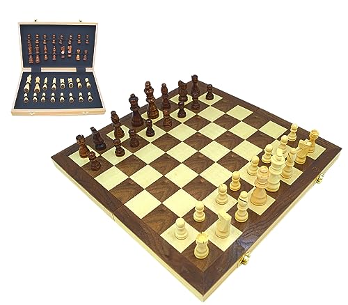 Edles Holz Schachspiel 38x38 cm - Klassisches Staunton Design Klapp Schachbrett Schachfiguren Filzfuß Schach Holzfiguren Stilvolle Schachkassette Filz Innenausschlag - P-15711 von PrimoGames