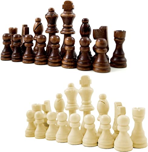 Holz Schachfiguren mit Filzgleiter Königshöhe 90 mm - Staunton Design Schach Holzfiguren mit Filzgleiter Braun Weiß Gr. XL König 90mm Springer handgeschnitzt von PrimoLiving