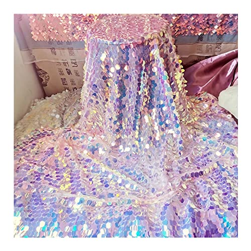 Primst Runder Paillettenstoff von The Yard, Symphony Mermaid Scale Tischdecke Hintergrund Tuch Foto Requisiten Hochzeit Dekor Mesh Pailletten Stoff für DIY Kleid Kleidung (Symphonie, 2 Yard) von Primst