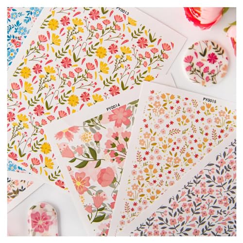 Primst Transferpapier mit Blumenmotiv – 5 Designs, 10 Stück, Transferpapier für Bastelarbeiten, florale Polymer-Ton-Transferblätter für Schmuck und Ohrringe von Primst