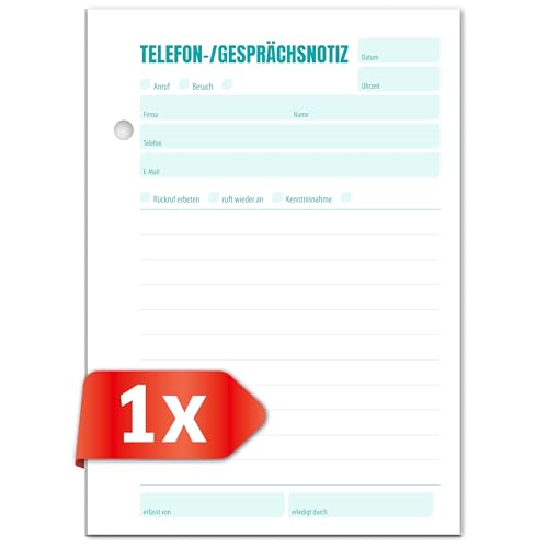 Primus Print Telefon- und Gesprächsnotizblock, A5 A6, 50 Blatt, Telefonblock, Rückrufbitte, Telefonnotiz, Gesprächsnotizen (Einzelblock, A6) von Primus-Print.de