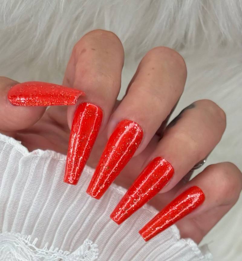 Press On Nails Glitter Rot Orange von PrincessNails01