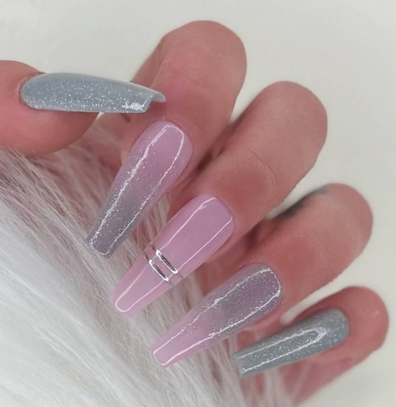 Press On Nails Grau/Rosa von PrincessNails01