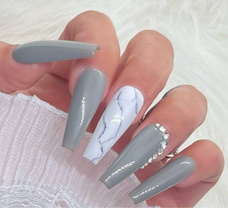 Press On Nails Marble Grau Weiß Marmor von PrincessNails01