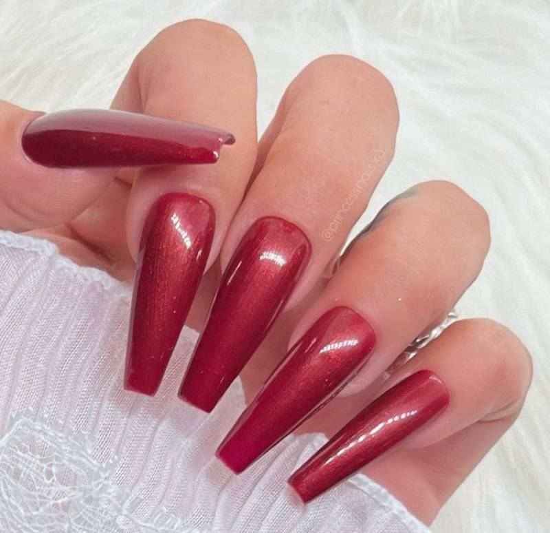 Press On Nails Metallic Kirsch Rot Glitzer von PrincessNails01