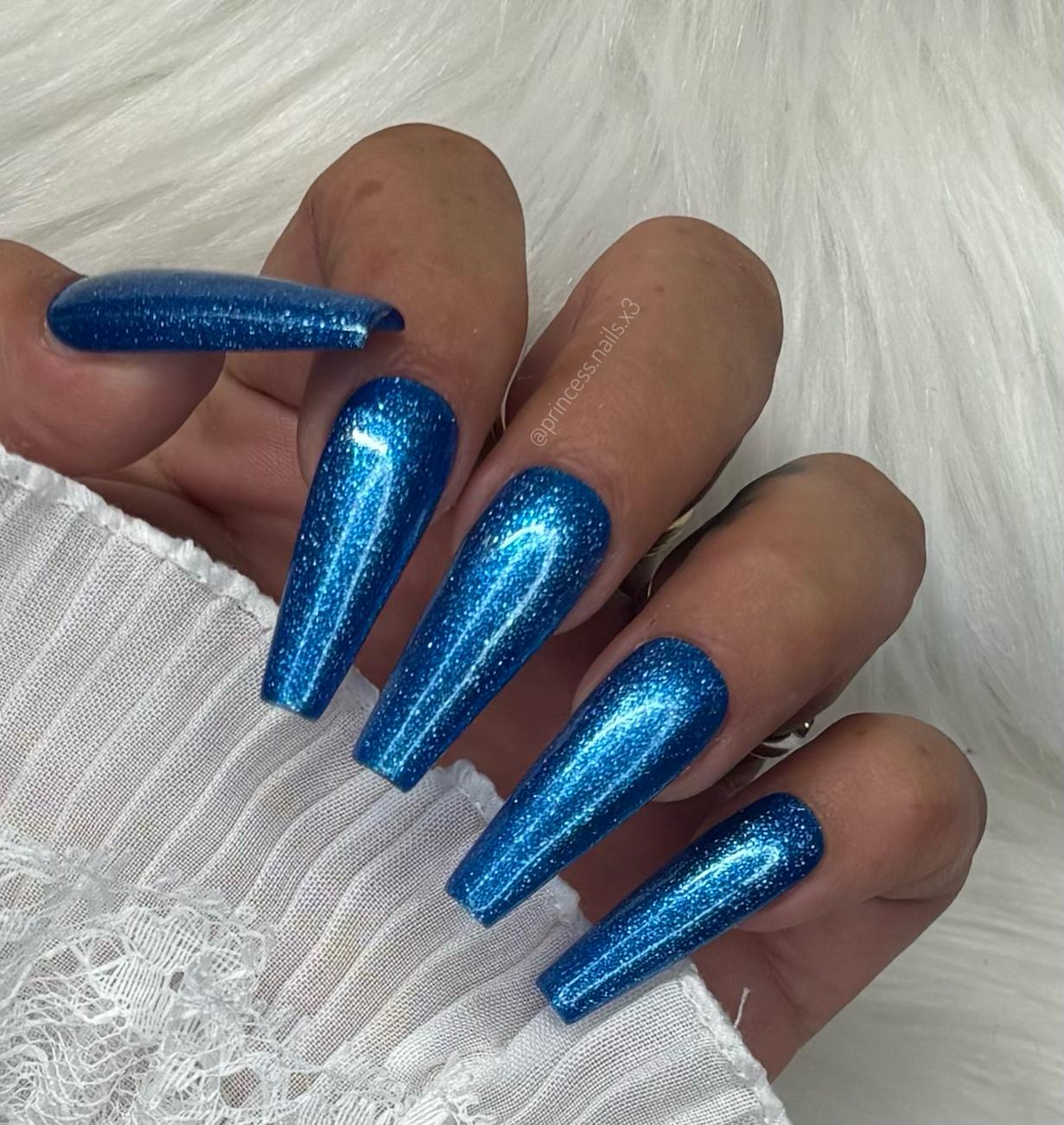 Press On Nails Metallic Meeres Blau Basic Glitzer von PrincessNails01