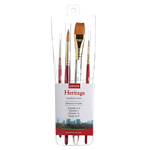 Princeton Artist Brush Heritage Mixed-Media-Pinsel für Acryl- und Aquarell-Serie 4050, 4-teiliges Profi-Set, 200 Stück von Princeton