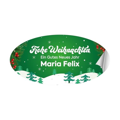 PrintGoing® Personalisierte frohe weihnachten aufkleber Selbstklebende und Bunte Noël-Designs für die Weihnachtszeit, 10 verschiedene Muster 60 Stück von Print Going