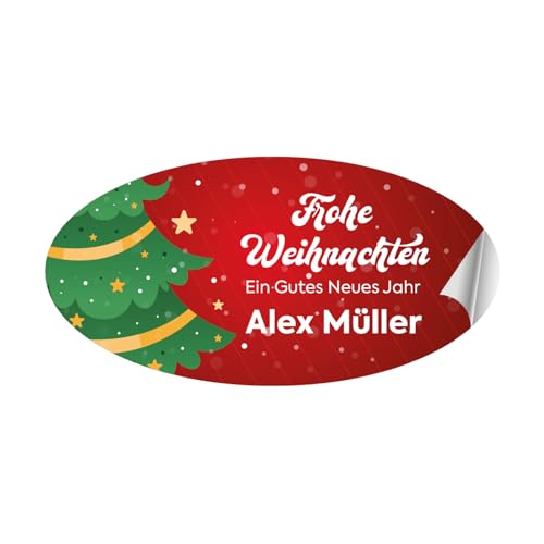 PrintGoing® Personalisierte frohe weihnachten aufkleber Selbstklebende und Bunte Noël-Designs für die Weihnachtszeit, 10 verschiedene Muster 60 Stück von Print Going