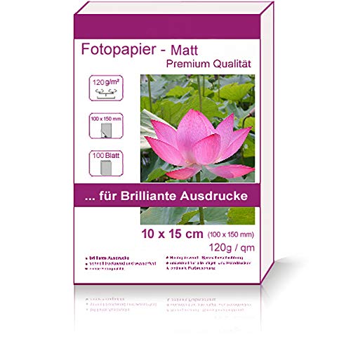 100 Blatt 10x15cm 120g/m² Fotopapier matt wasserfest Photopapier matte wasserfest photopaper photo paper 120g / m² 120g/qm - 10x15 cm 10 x 15 cm von Print-Klex GmbH & Co.KG