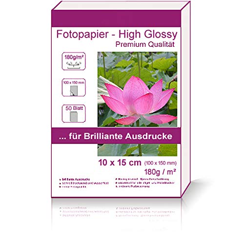 100 Blatt 10x15cm 180g/m² Fotopapier Hglossy wasserfest Photopapier hochglänzend high glossy wasserfest photopaper photo paper glänzend 180g / m² 180g/qm 10x15 cm 10 x 15 cm von Print-Klex GmbH & Co.KG