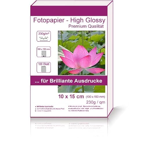 100 Blatt 10x15cm 230g/m² Fotopapier Hglossy wasserfest Photopapier hochglänzend high glossy wasserfest photopaper photo paper 230g / m² 230g/qm 10x15 cm 10 x 15 cm von Print-Klex GmbH & Co.KG