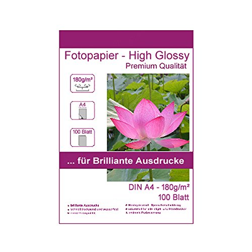 100 Blatt DIN A4-210x297 mm 180g/m² Fotopapier Hglossy wasserfest Photopapier hochglänzend high glossy wasserfest photopaper photo paper glänzend 180g / m² 180g/qm DIN A4-210 x 297 mm 21 x 29,7 cm von Print-Klex GmbH & Co.KG