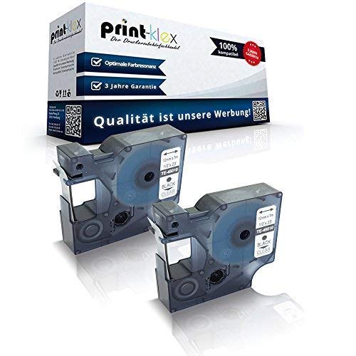 2x Print-Klex Schriftbänder kompatibel für Dymo D1 45010 Labelpoint150 Labelpoint200 Labelpoint250 Labelpoint300 Labelpoint350 S0720500 12mmx7m Black Clear Druckerband - Series Easy Pro Serie von Print-Klex GmbH & Co.KG