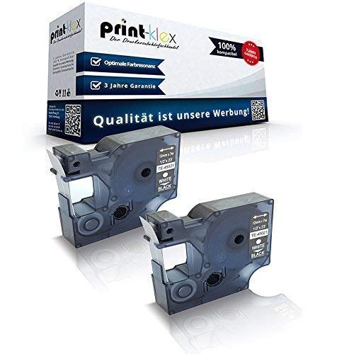 2x Print-Klex Schriftbänder kompatibel für Dymo D1 45021 abelmanager100Series Labelmanager120 Labelmanager150 Labelmanager160 200 S0720610 12 mm x 7 m White Black Farb Band - Color Line Serie von Print-Klex GmbH & Co.KG