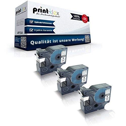 3x Print-Klex Schriftbänder kompatibel für Dymo 45803 Labelmanager 420P 450 450D 450Series 500TS PC PC2 S0720830 19mm Schwarz - Weiss Etikettierband - Color Quantum Serie von Print-Klex GmbH & Co.KG