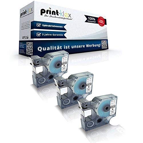 3x Print-Klex Schriftbänder kompatibel für Dymo D1 40913 Labelmanager 280 Labelmanager 300 Labelmanager 350 D Labelmanager 350 S0720980 9 mm x 7 m 9mmx7m BK auf W - Office Line Serie von Print-Klex GmbH & Co.KG