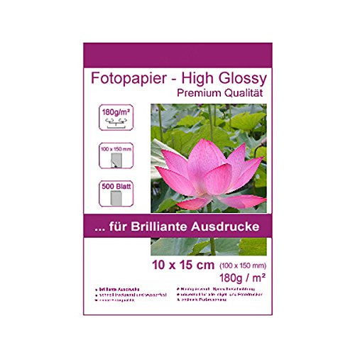 500 Blatt 10x15cm 180g/m² Fotopapier Hglossy wasserfest Photopapier hochglänzend high glossy wasserfest photopaper photo paper glänzend 180g / m² 180g/qm 10x15 cm 10 x 15 cm von Print-Klex GmbH & Co.KG