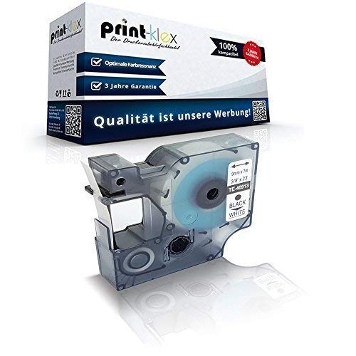 Print-Klex Schriftband kompatibel für Dymo D1 40913 Labelmanager 280 300 350 350D 350 Series 390D 400 420P 450 450 D 450 500TS PC PC2 PnP S0720980 7 m x 9 mm Nylon Band BK/W - Büro Plus Serie von Print-Klex GmbH & Co.KG