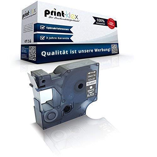 Print-Klex Schriftband kompatibel für Dymo D1 45021 Labelmanager280 Labelmanager300 Labelmanager350 Labelmanager350D S0720610 12 mm 12mm Weiss - Schwarz Etikettenband - Color Light Serie von Print-Klex GmbH & Co.KG