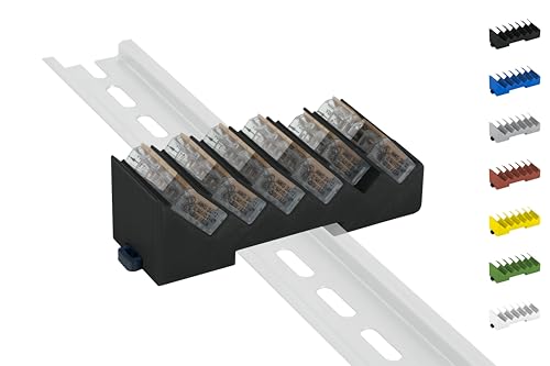 Din Rail Hutschienenhalter für 6x Wago Klemmen/lever clamps 221-412/413/415 (Wagoklemmen nicht im Lieferumfang!) (Schwarz) von Print Worth 3D