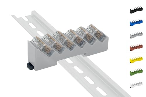 Din Rail Hutschienenhalter für 6x Wago Klemmen/lever clamps 221-412/413 (Wagoklemmen nicht im Lieferumfang!) (Grau) von Print Worth 3D