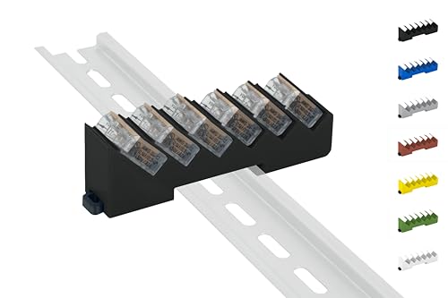 Din Rail Hutschienenhalter für 6x Wago Klemmen/lever clamps 221-412/413 (Wagoklemmen nicht im Lieferumfang!) (Schwarz (Prime)) von Print Worth 3D