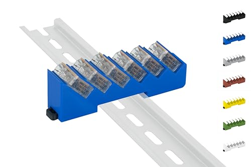 Din Rail Hutschienenhalter für 6x Wago Klemmen / lever clamps 221-412/413 (Wagoklemmen nicht im Lieferumfang!) (Blau) von Print Worth 3D