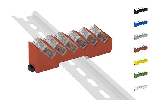 Din Rail Hutschienenhalter für 6x Wago Klemmen / lever clamps 221-412/413 (Wagoklemmen nicht im Lieferumfang!) (Rot) von Print Worth 3D