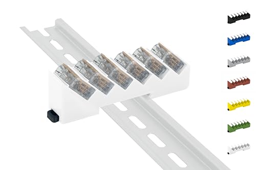 Din Rail Hutschienenhalter für 6x Wago Klemmen / lever clamps 221-412/413 (Wagoklemmen nicht im Lieferumfang!) (Weiß) von Print Worth 3D