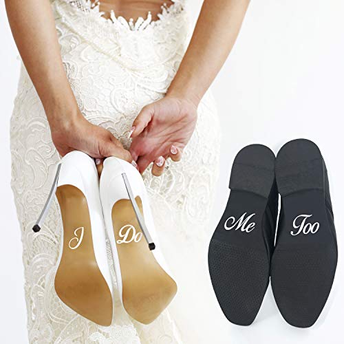 P015 Schuhaufkleber Hochzeit Set Schuhsticker Aufschrift "I Do" und "Me Too" für Braut und Bräutigam, Aufkleber, Schuh Sticker (Gold) von PrintAttack