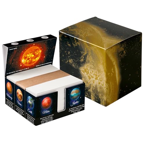 Zettelbox „Solar System“ mit Stiftehalter, für Notizzettel, aus Karton (1er-Set im Geschenkkarton) von PrintCollect