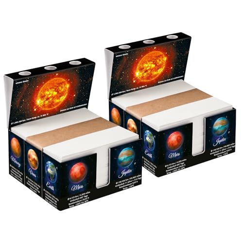 Zettelbox „Solar System“ mit Stiftehalter, für Notizzettel, aus Karton (2er-Set) von PrintCollect