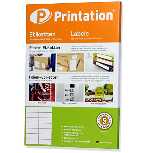 Printation Etiketten Selbstklebend 105 x 42,3 mm - Klebeetiketten Zum Bedrucken, 140 Universal Etiketten A4, 14 Pro Bogen, 10 Blatt, Für Laser und Inkjet Drucker, Matt, Blanko, Weiß, 105x42,3 2x7 von Printation