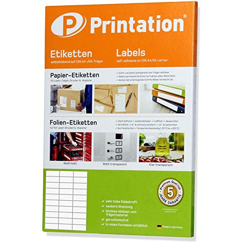 Printation Universal Etiketten selbstklebend 70 x 29,7 mm - 300 Klebeetiketten zum bedrucken auf 10 A4 Blättern 3x10 70x29,7-30 pro A4 Bogen - Universal-Aufkleber 70x30 weiß klebend - 3489 4456 von Printation